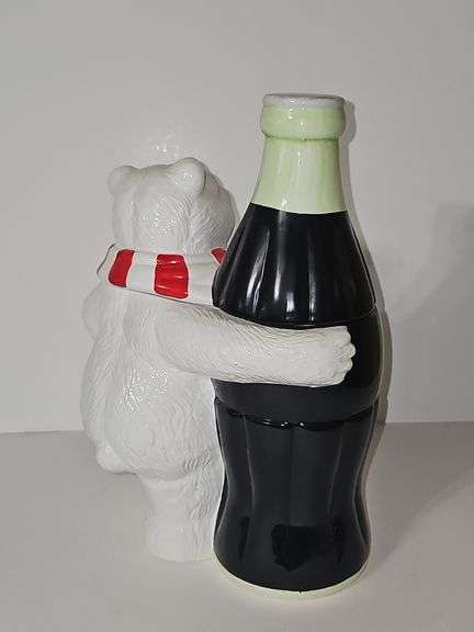 Vintage Coca Cola Polar Bear with Coke Bottle Cookie Jar 1998