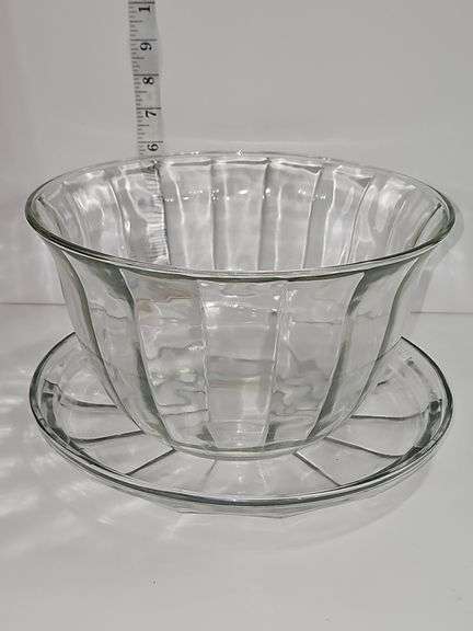Cleat glass serving bowl & platter