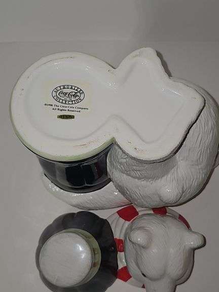 Vintage Coca Cola Polar Bear with Coke Bottle Cookie Jar 1998