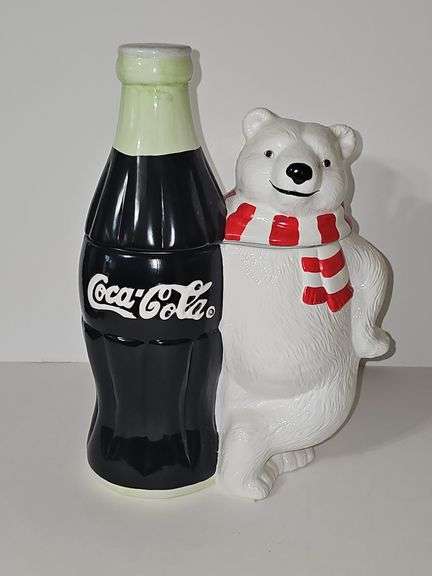 Vintage Coca Cola Polar Bear with Coke Bottle Cookie Jar 1998