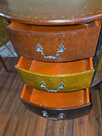 Faux Book Side Table with 3 Drawers