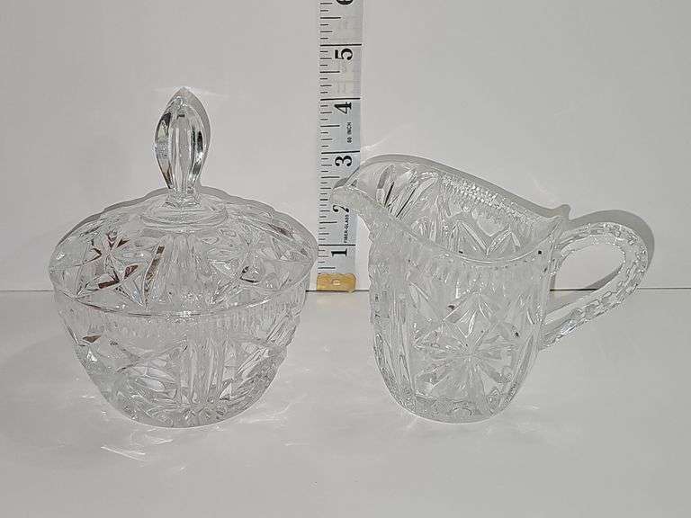 Clear glass creamer & sugar set