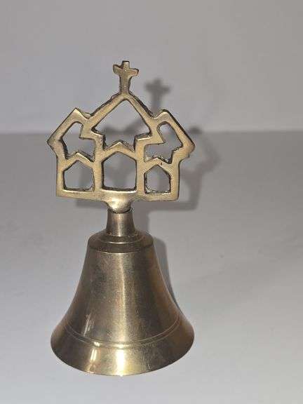 Brass bell, cane topper, & candle snuffer