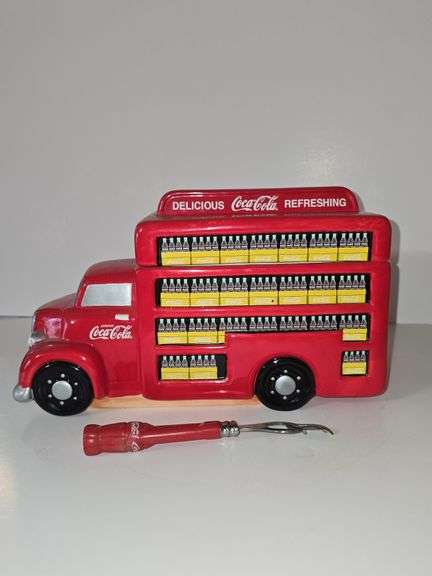 Coca-Cola delivery truck ceramic cookie jar.