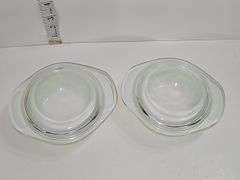 Vintage PYREX casserole dish in the "Forest Fancies" pattern.