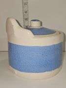 Baby Blue & White Ceramic Salt container with lid