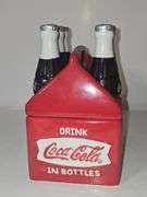 Coca Cola 6 Pack Soda Bottle Holder Shaped Cookie Snack Ceramic Jar