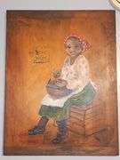 Americana Folk Art painted on wooden board