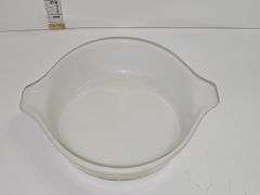 Vintage PYREX casserole dish in the "Forest Fancies" pattern.