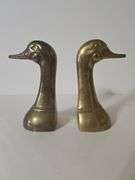 Vintage brass duck head bookends.