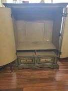 Hand Painted Vintage Style Hutch/TV Armoire