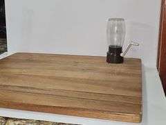 Wooden cutting board and vintage kitchen items