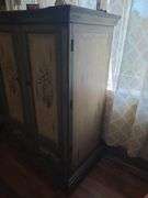 Hand Painted Vintage Style Hutch/TV Armoire