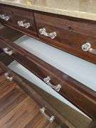 Antique Victorian Walnut Marble Top Dresser & Mirror.