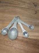 Wooden cutting board and vintage kitchen items