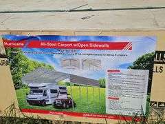 Hurricane All-Steel 20'×20' Carport with 10' Open Sidewalls