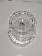 Clear glass compote, also known as a pedestal candy dish