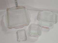 Vintage PYREX Pink Gooseberry refrigerator dish set.