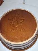 Vintage Monmouth Pottery ovenproof casserole dish with a lid.