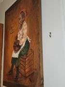 Americana Folk Art painted on wooden board