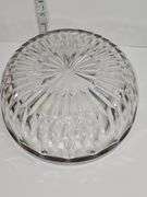 Cut glass bowl with a silver-plated rim & Serving utensils
