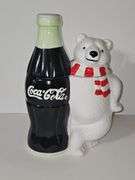 Vintage Coca Cola Polar Bear with Coke Bottle Cookie Jar 1998