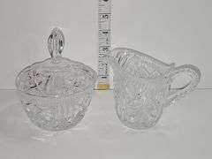 Clear glass creamer & sugar set