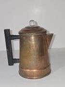 Copper tea/coffee pot with wooden handle