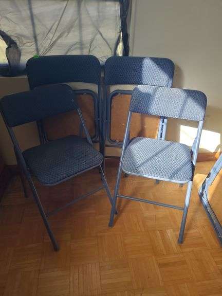 Blue card table & 4 chairs