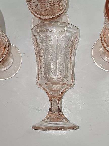 Vintage Indiana Glass "Recollection" pink water goblet