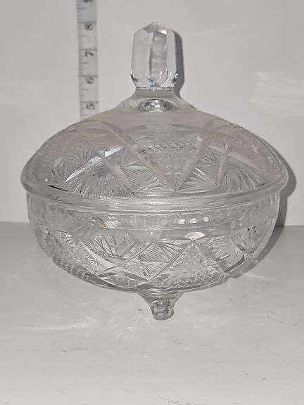 Lead Crystal Lidded and Footed Bowl