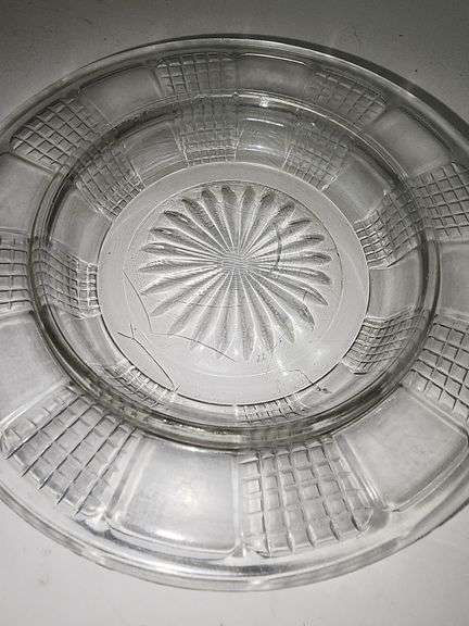 Round Clear Cut Glass Covered Butter Dish
