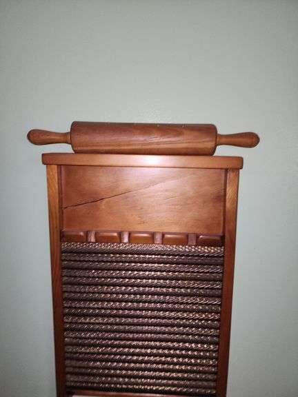 Washboard with mini rolling pin attached
