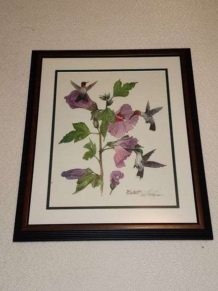 Paul Overstreet Hummingbird prints - framed in matching frames