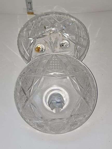 Lead Crystal Lidded and Footed Bowl