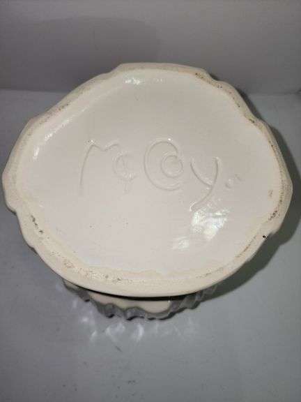 Vintage McCoy 1940s White Painted Clown Ceramic Cookie Jar