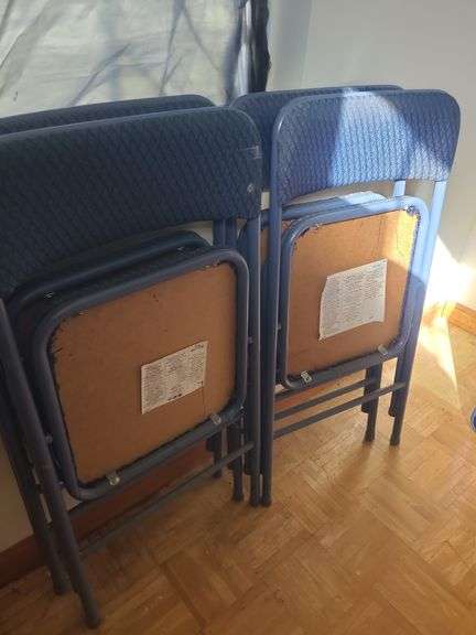 Blue card table & 4 chairs