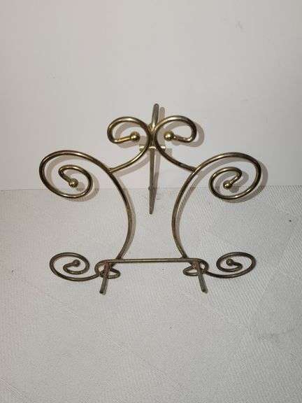 Brass easel stands & trinket box