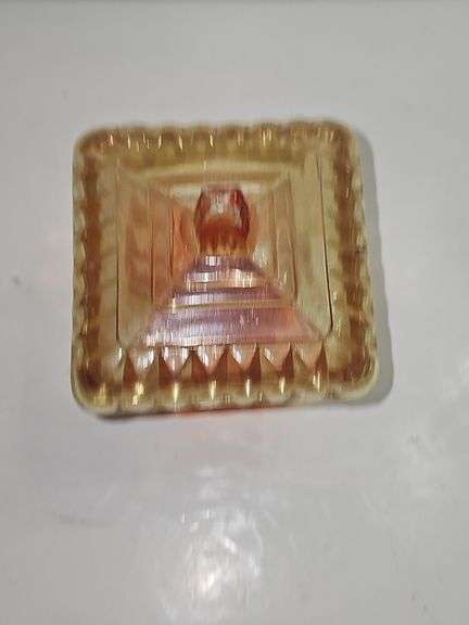 Vintage Jeannette Glass "Wedding Amberina" candy dish