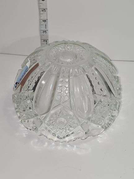 Pressed Glass (EAPG) bowl with a sawtooth rim and starburst design