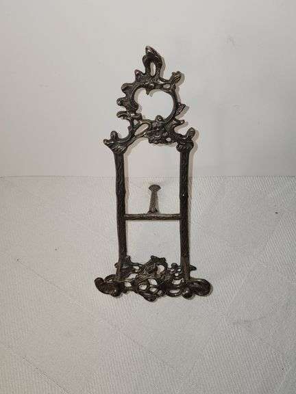 Brass easel stands & trinket box