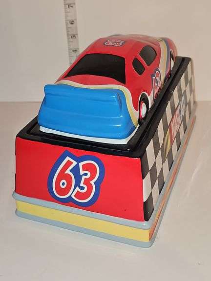 Vintage NASCAR #63 Ceramic Race Car Racecar Cookie Jar by Gibson 2002