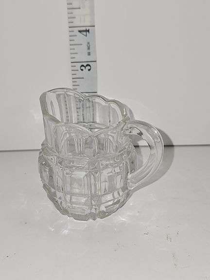 Clear glass creamer & other various glass pieces