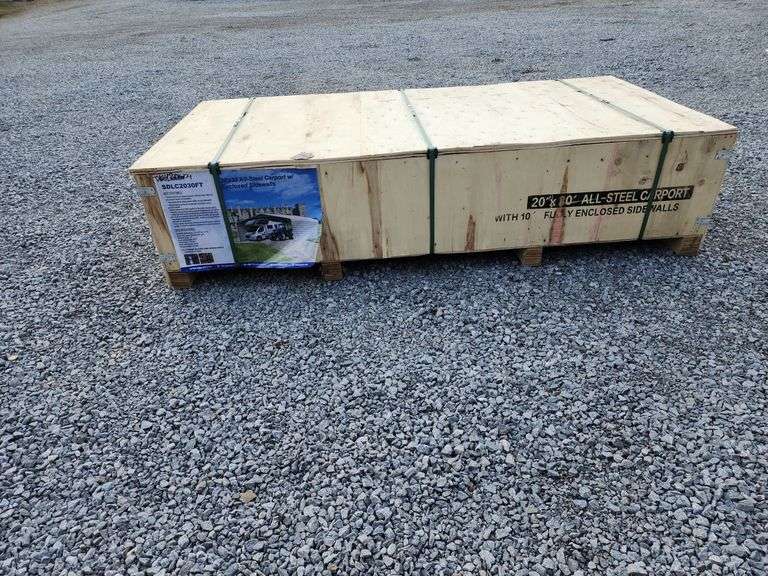 20'×30' All Steel Carport with Enclosed 10' Sidewalls