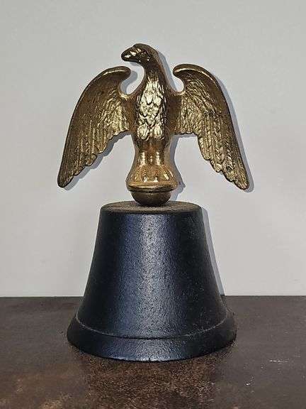 Vintage Cast Iron Bell topped with a patriotic Brass Eagle