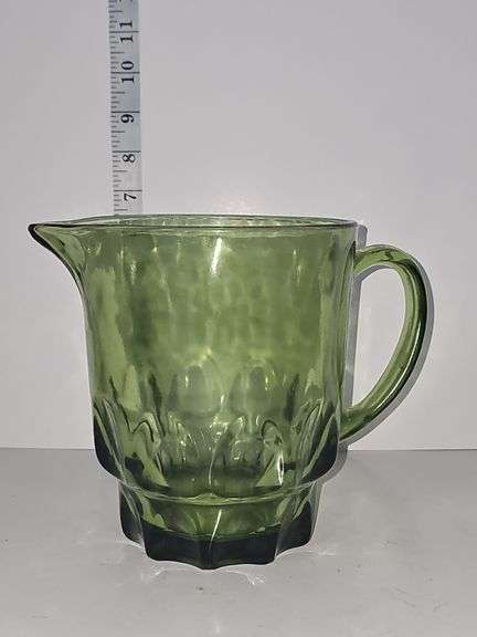 Vintage Hazel Atlas Midsized Avocado Green Glass Pitcher