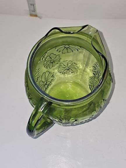 Vintage Anchor Hocking Springsong Green Large Pitcher 1970s