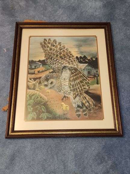 Paul Overstreet Owl print & unnamed artist Hawk print