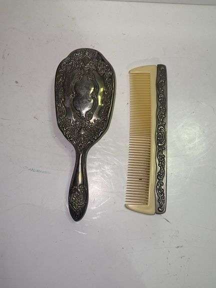 Vintage or antique silver-plated vanity set