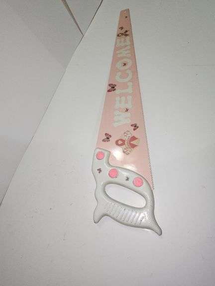 Hand Painted "Welcome" Saw